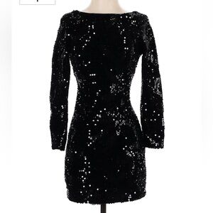Aidan by Aidan Mattox sequin mini cocktail dress, black, size 2